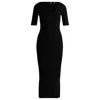 Hugo Boss Knitted Dress With V Neckline In Stretch Yarns In Black