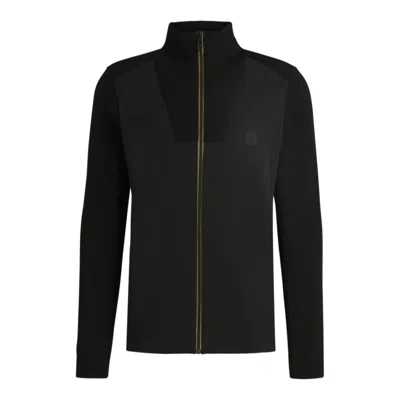 Hugo Boss Knitted Jacket With Double B Monogram In Black