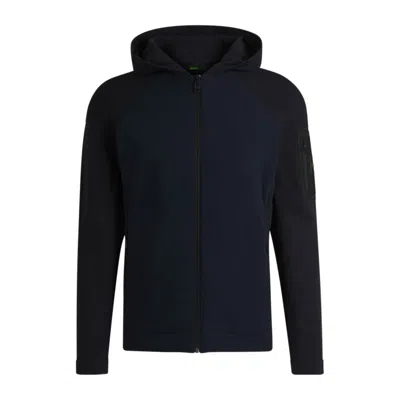 Hugo Boss Knitted Jacket With Padded Front In Blue