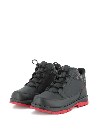 Hugo Boss Knitted Panel Lace-up Boots In Multi