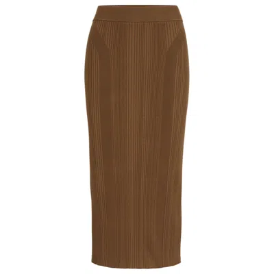 Hugo Boss Knitted Pencil Skirt With Ribbed Structure In Patterned