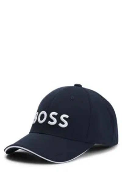 Hugo Boss Knitted-piqu Six-panel Cap With Embroidered Logo In Dark Blue