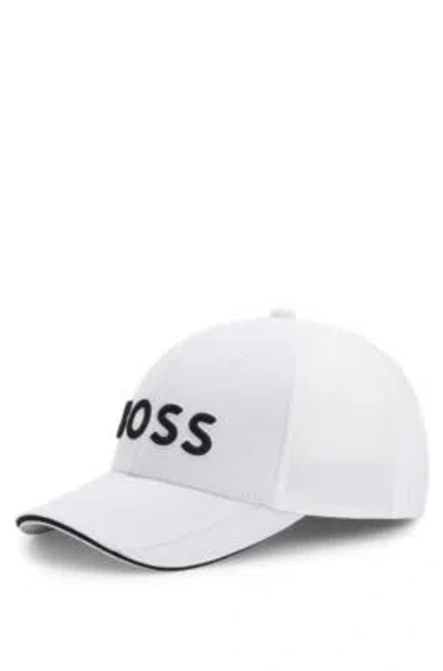Hugo Boss Knitted-piqu Six-panel Cap With Embroidered Logo In White