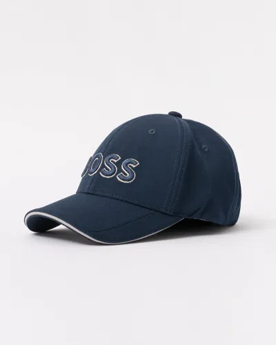 Hugo Boss Knitted Piqué Six Panel Cap With Embroidered Logo In Blue