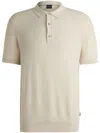 Hugo Boss Regular-fit Knit Polo With Mixed Structures In White