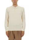 Hugo Boss Boss Camel Knitted Polo With Collared Neckline In Neutral