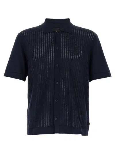 Hugo Boss Knitted Shirt Shirt And Blouse Blue