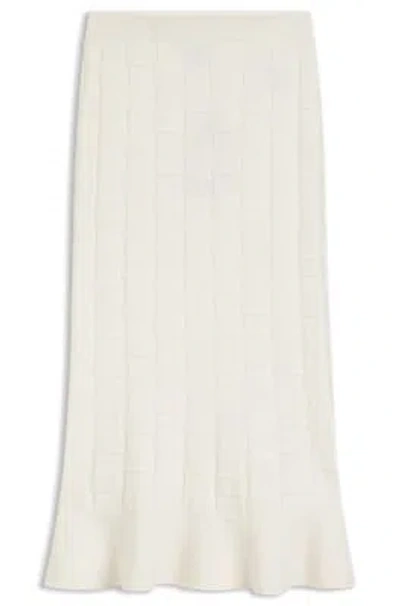 Hugo Boss Knitted Skirt With Check Texture In Neutral