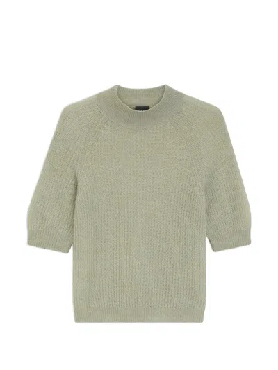 Hugo Boss Knitted Sweater In A Ribbed Alpaca Blend In Green