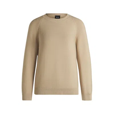 Hugo Boss Knitted Sweater In Cotton In Beige
