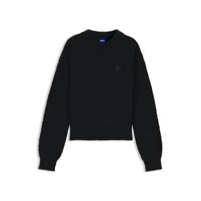 Hugo Boss Knitted Sweater With Happy Hugo Badge In Black