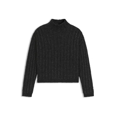 Hugo Boss Knitted Sweater With Ribbed Structure In Black