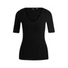 Hugo Boss Knitted Sweater With V Neckline In Slim Fit In Black