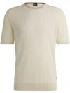Hugo Boss Regular-fit Sweater With Short Sleeves And Logo Flag In Neutrals