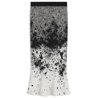 Hugo Boss Knitted Tulip Skirt In Lustrous Stretch Fabric In Gray