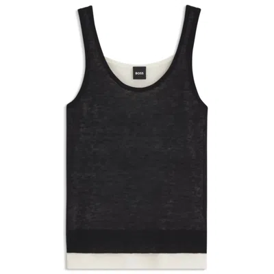 Hugo Boss Knitted Vest Top With Layered Design