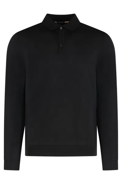 HUGO BOSS KNITTED WOOL POLO SHIRT