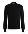 Hugo Boss Knitted Zipper Cardigan In Black