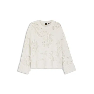 Hugo Boss Knitted-pattern Sweater In A Cotton Blend In White