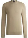 Hugo Boss Micro-structured Sweater In Cotton In Beige