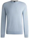 Hugo Boss Cotton Sweater With Embroidered Logo In Blue