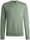 Hugo Boss Cotton Sweater With Embroidered Logo In Green
