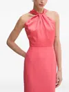 Hugo Boss Knotted Halter Neck Dress In Pink