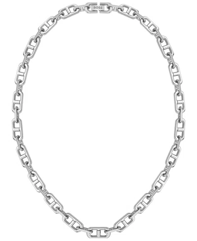 Hugo Boss Kode Chain Stainless Steel Necklace In Metallic