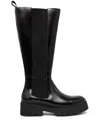 Hugo Boss Knee-high Chelsea Boots In Faux Leather In Black