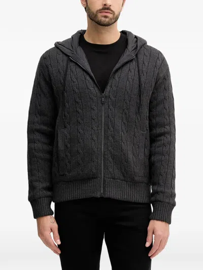 Hugo Boss Kudable Hooded Cardigan In Gray