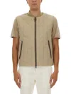 Hugo Boss Quilted Collar Vest Side Pockets In Brown
