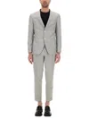 Hugo Boss Slim-fit Suit In Micro-patterned Wool And Silk In Gray