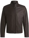 Hugo Boss Boss Leather Jacket In Braun