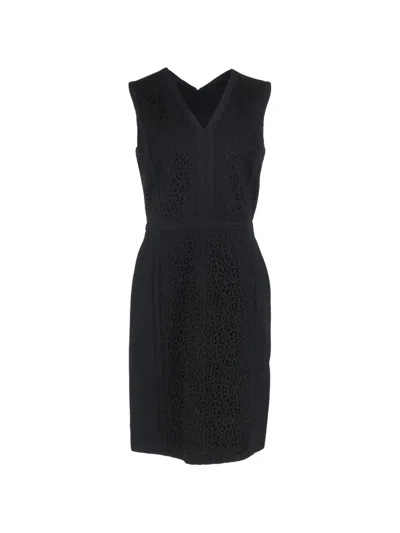Pre-owned Hugo Boss Lace Detail V-neck Mini Dress In Black