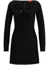 Hugo Boss Lace-front Long-sleeve Minidress In Black