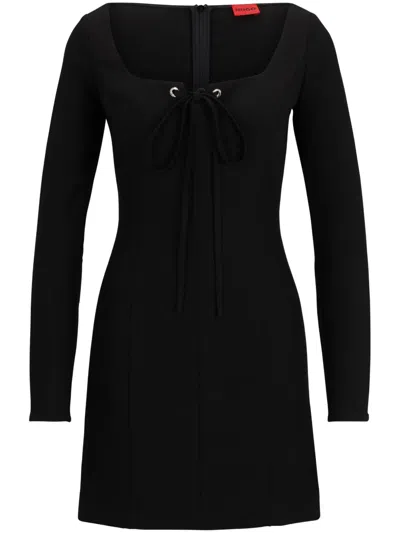 Hugo Boss Lace-front Long-sleeve Minidress