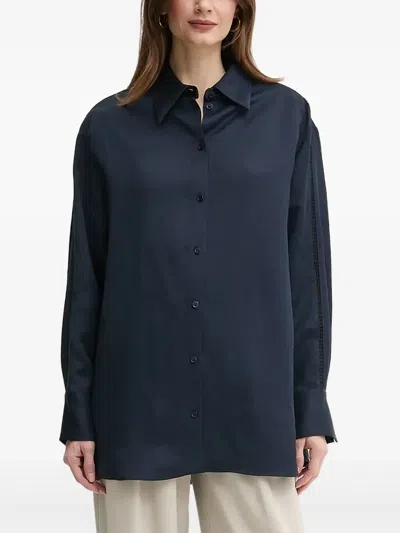 Hugo Boss Lace-insert Shirt In Blue