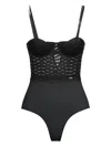Hugo Boss Lace-panelled Underwired Body In Black