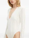 Hugo Boss Lace-pattern V-neck Bodysuit In White