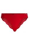 Hugo Boss Lace-trim Briefs With Logo Detail In Red