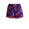 Hugo Boss Lace-trim Pajama Shorts In Satin In Multi