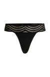Hugo Boss Lace-trim Thong With Logo Detail In Black
