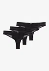 Hugo Boss Lace-trimmed Lurex Thongs - Set Of 3 In Black