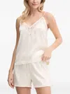 Hugo Boss Lace-trimmed Satin Pyjama Set In White