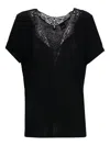 Hugo Boss Lace-trimmed T-shirt In Black