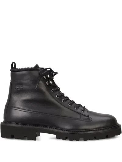Hugo Boss Lace-up Boots In Black