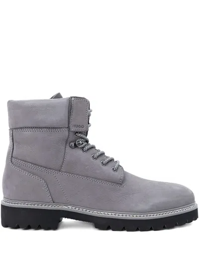 Hugo Boss Lace-up Boots In Gray