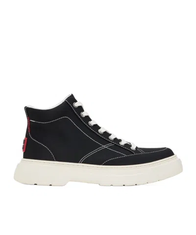 Hugo Boss Lace-up High-top Sneakers In Black