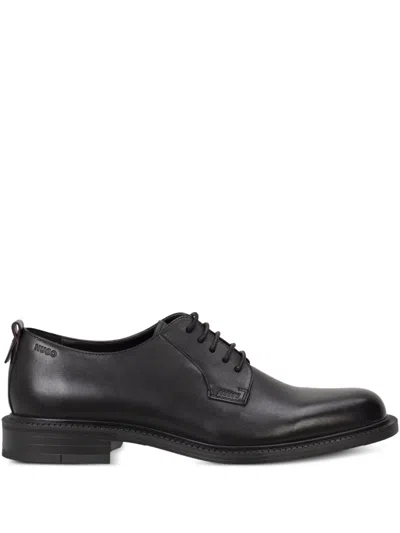 Hugo Boss Lace-up Leather Derby Shoes In Black