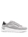 Hugo Boss Lace-up Leather Sneakers In Grey